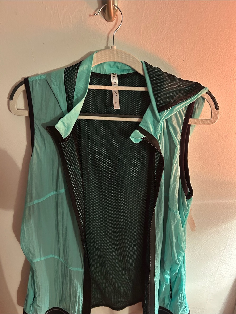⭐️Fabletics Aqua and Black Mesh Hooded Active Vest